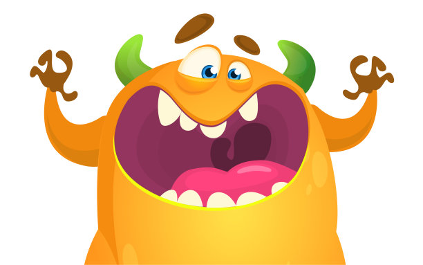 可怕的卡通怪物插图. 万圣节矢量设计图片下载