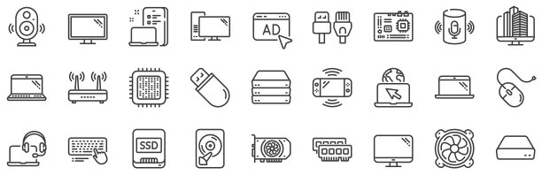计算机组件线图标集主板图片下载