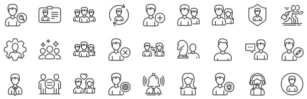 用户线图标男性和女性配置文件图片下载