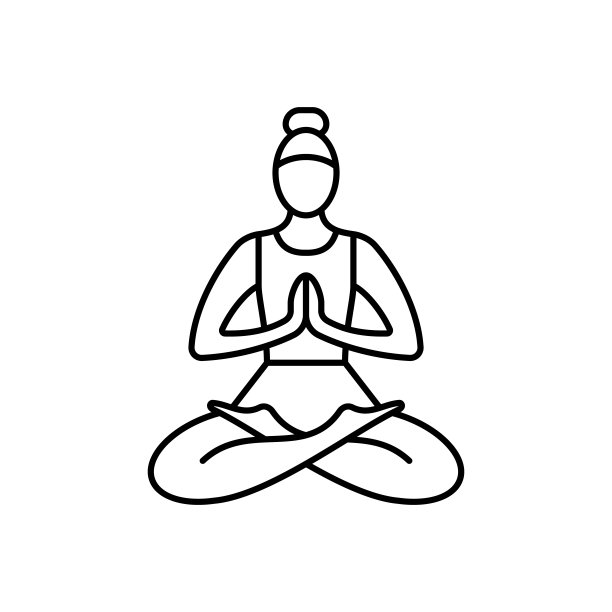 瑜伽健身图标。矢量标志在简单的风格孤立的白色背景。图片下载