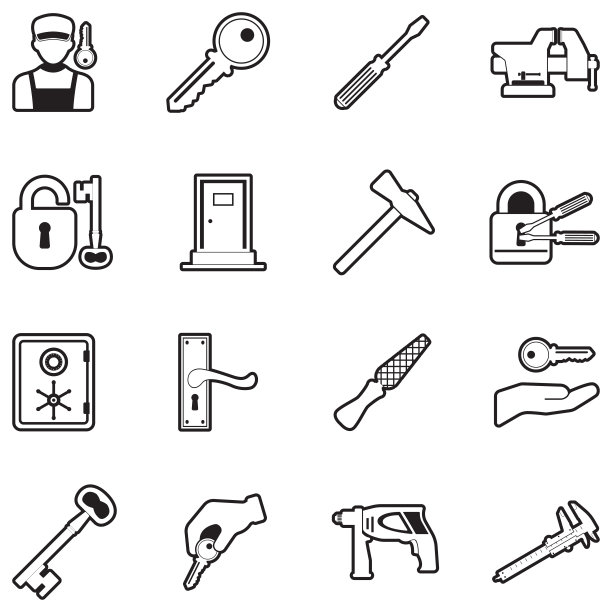 锁匠图标。线条填充设计。矢量插图。图片下载