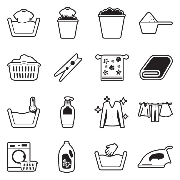 洗衣图标。线条填充设计。矢量插图。图片下载