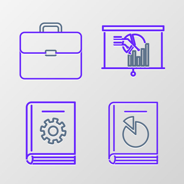 设置线路用户手册，带有图表和公文包图标的板。向量图片下载