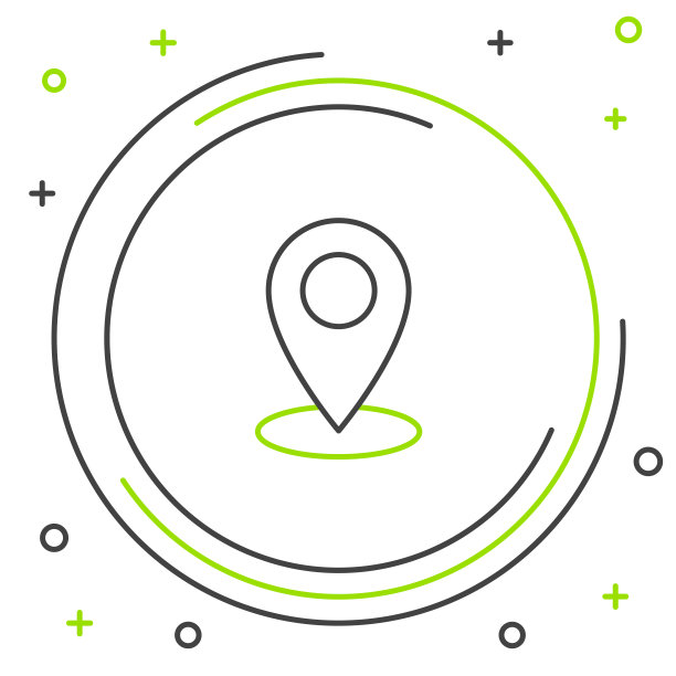 黑色和绿色线地图引脚图标在白色背景。导航，指针，位置，地图，gps，方向，地点，指南针，联系，搜索概念。色彩缤纷的轮廓概念。矢量图图片下载