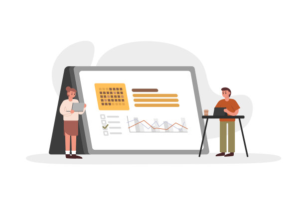 同事讨论和分析新项目的卡通人物图片下载