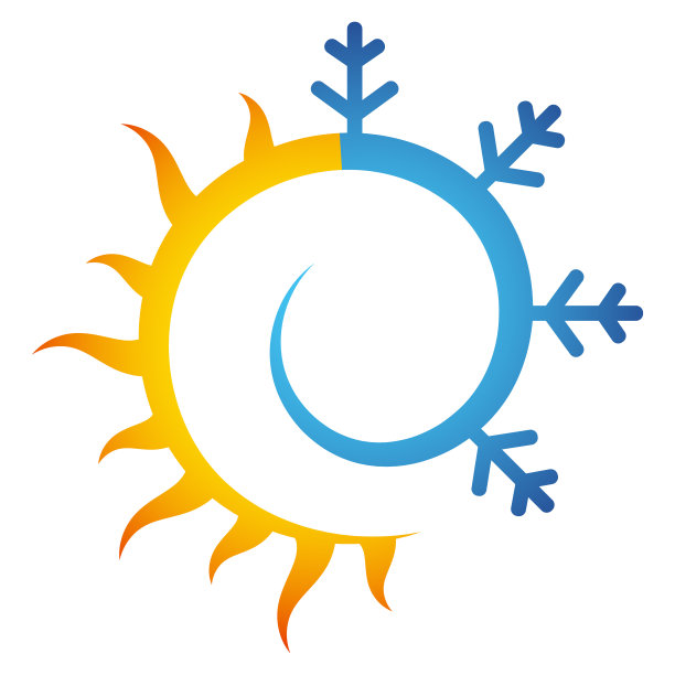 独特的太阳和雪花设计，空调和供暖标志图片下载