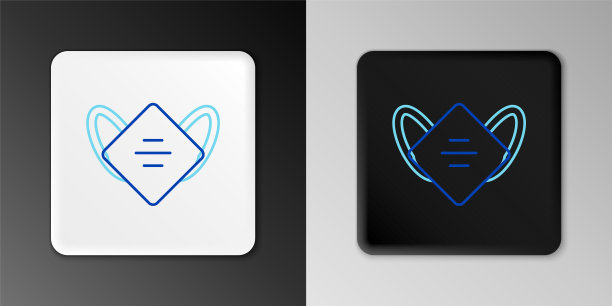 线医疗防护口罩图标隔离在灰色背景。色彩缤纷的轮廓概念。向量图片下载