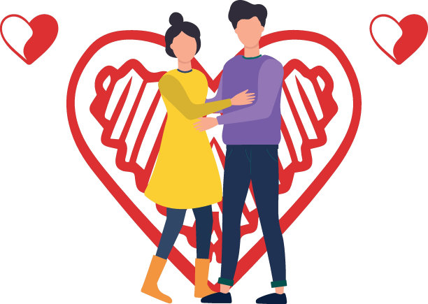 这对夫妇站着。图片下载