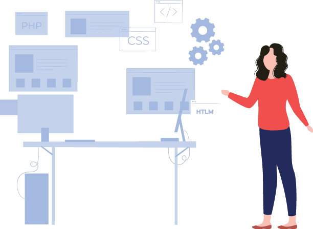 这个女孩正在学习编程。图片下载