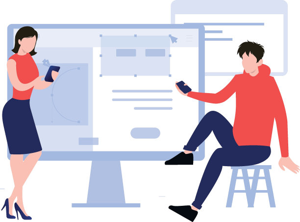 一个男孩和一个女孩正在努力创建一个网站。图片下载