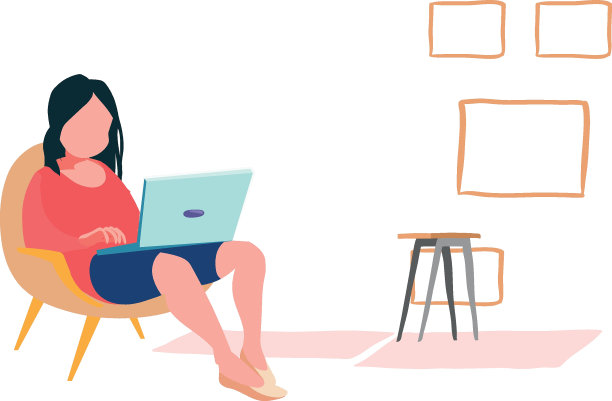 这个女孩在家工作。图片下载