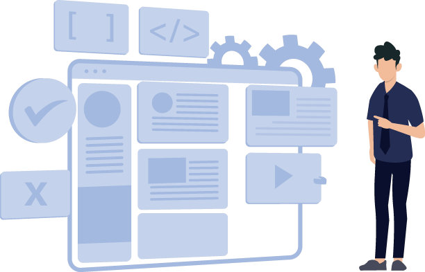 这个男孩正在做一个网站。图片下载