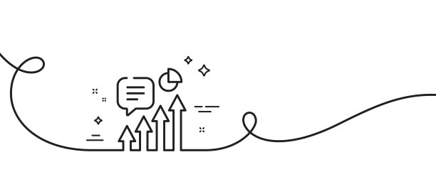 Kpi线图标。性能指标标志。带旋度的连续线。向量图片下载