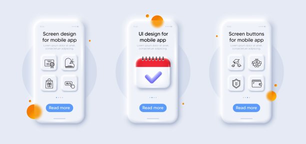扔帽子，钢琴和假日购物线图标包。用于web应用程序。3d手机模型。向量图片下载