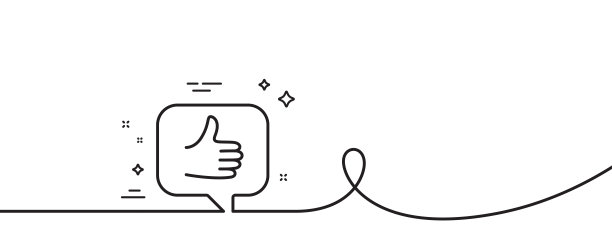 像线条图标。竖起大拇指。带旋度的连续线。向量图片下载
