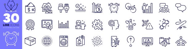安全代理，面试文件和护肤线图标包。用于web应用程序。矢量图片下载