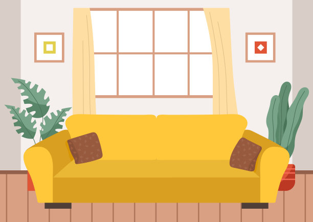 软沙发与彩色枕头矢量插图。沙发孤立图片下载