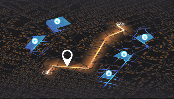 等距Gps地图导航到自己的房子。城市俯视图。从地图上的建筑物俯瞰。城市的详细视图。装饰图形旅游地图。抽象交通背景。向量图片下载