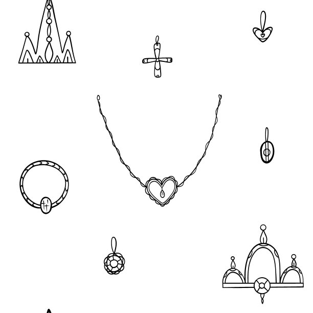 无缝图案与珠宝手绘涂鸦风格图片下载