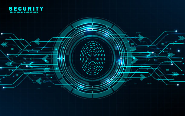 深蓝色背景电路数字安全指纹网络技术图片下载
