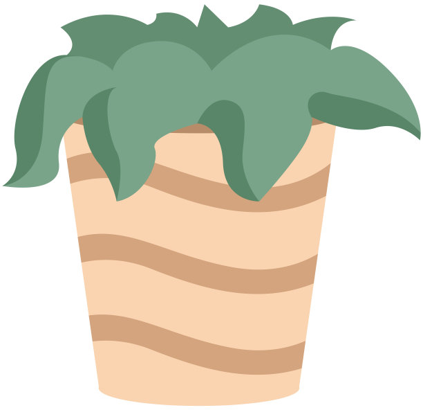 陶瓷盆中长叶的装饰性绿色植物，盆中有室内植物。家居室内植物图片下载