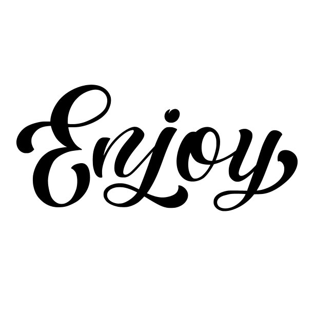 享受手工刻字，自定义排版，黑色墨水刷书法，孤立的白色背景。矢量类型插图。图片下载