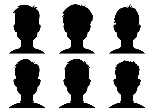 男人面部矢量设计插画（白色背景）图片下载