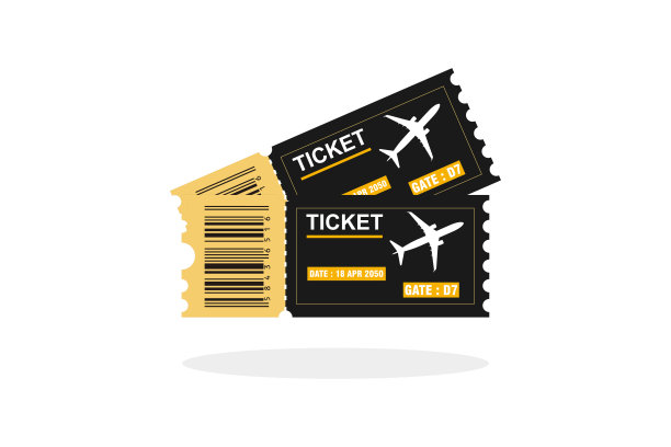机票矢量平面设计。孤立的插图在白色的背景。向量模板。图片下载