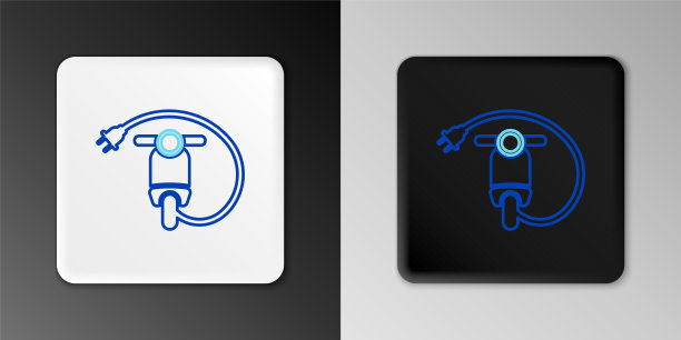 电动滑板车图标孤立在灰色背景。色彩缤纷的轮廓概念。向量图片下载