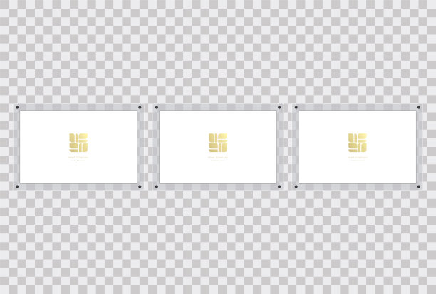 一套亚克力框架的景观玻璃板模型，用于照片的海报，逼真的模型隔离挂在透明的墙上图片下载