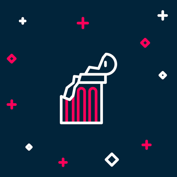 断线古代列图标孤立的蓝色背景。色彩缤纷的轮廓概念。向量图片下载