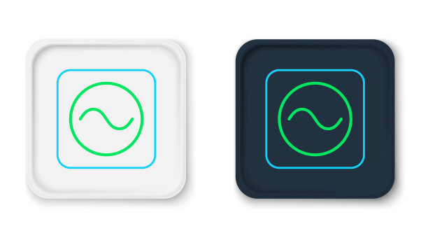 线路交流电压源符号图标隔离在白色背景上。交流电符号。色彩缤纷的轮廓概念。向量图片下载