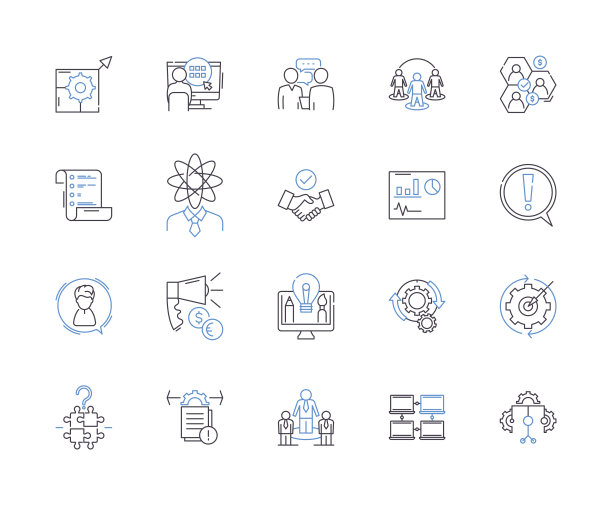 个人发展大纲图标集合。成长，学习，自我完善，目标，反思，动机，习惯矢量和插图概念集。生产力，正念，感恩线性符号图片下载