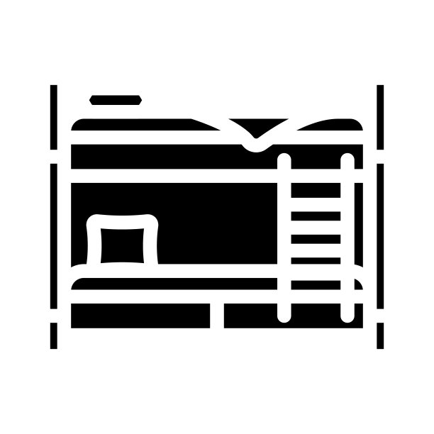 双层床儿童卧室字形图标矢量插图图片下载