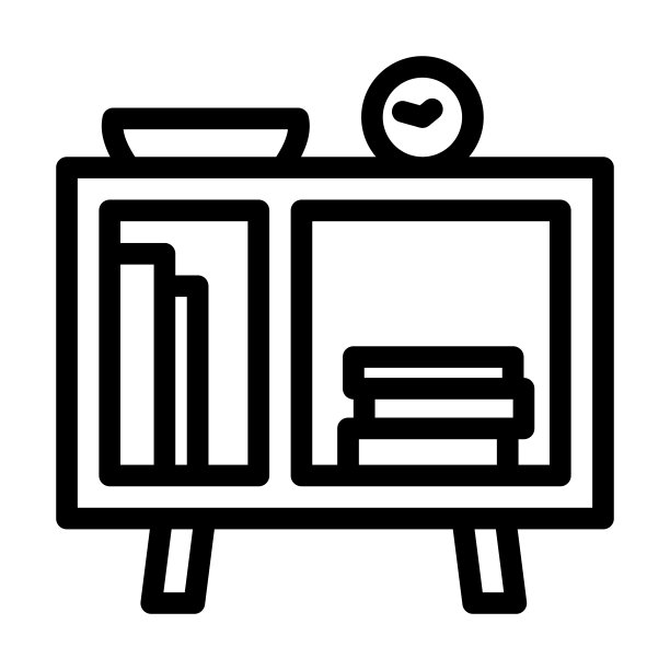 床头柜儿童卧室线图标矢量插图图片下载