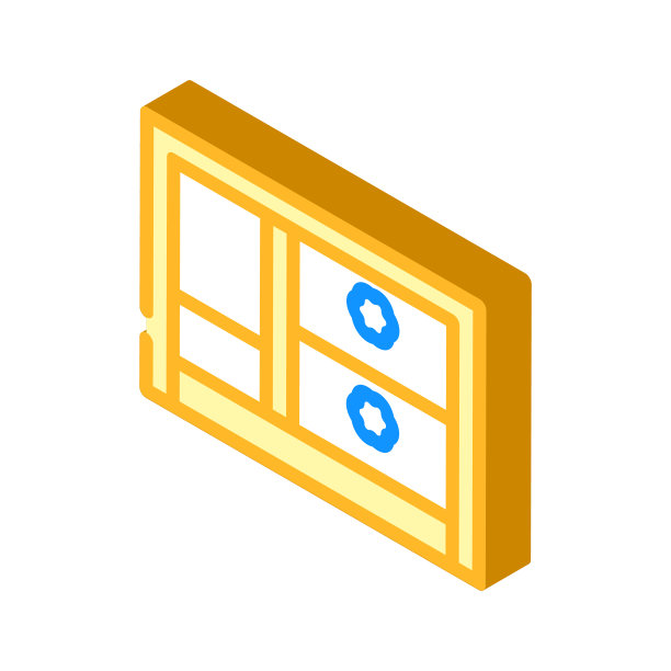 抽屉柜儿童卧室等距图标矢量插图图片下载