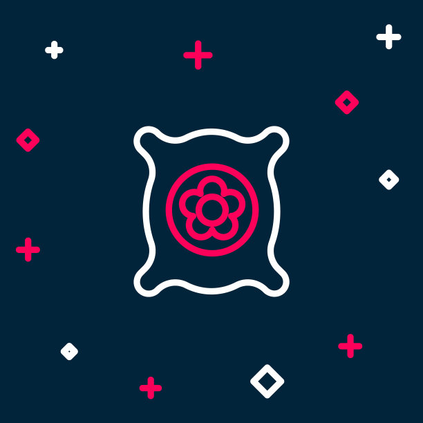 线包的种子，一个特定的植物图标隔离在蓝色背景。色彩缤纷的轮廓概念。向量图片下载