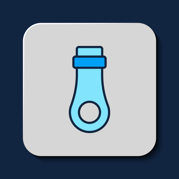 填充轮廓拉链图标孤立的蓝色背景。向量图片下载