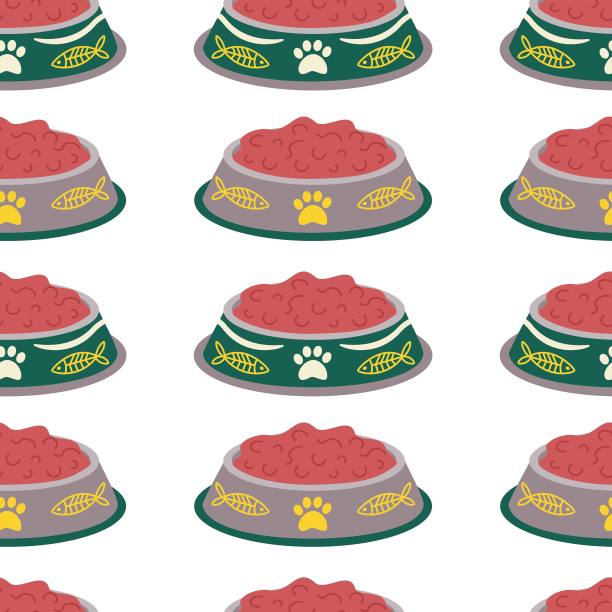 图案用碗盛食，供动物、猫、狗用爪、鱼用。图片下载