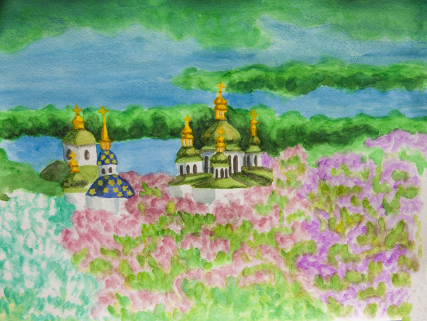 乌克兰首都基辅，圣迈克尔·维杜比茨基修道院图片下载