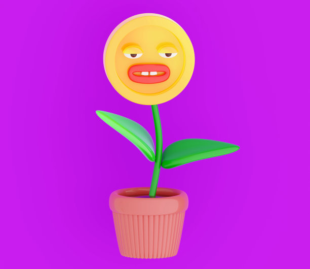 3d摇钱树塑料抽象现代风格化元素在时尚的复古风格图片下载