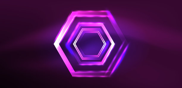 抽象的背景技术，霓虹六边形高科技图片下载