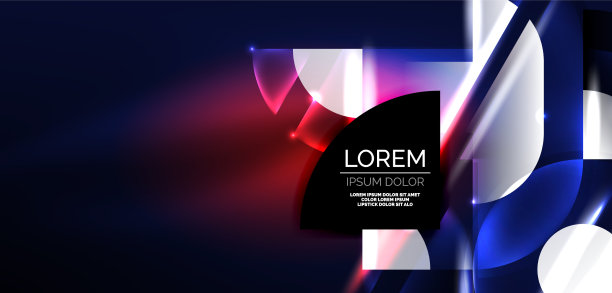 霓虹灯圆形线条和三角形元素嗨图片下载