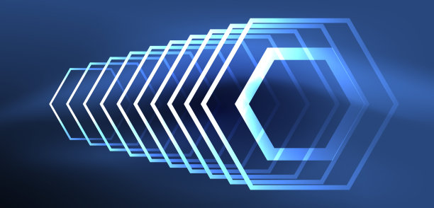 六边形抽象背景技术发光霓虹灯图片下载