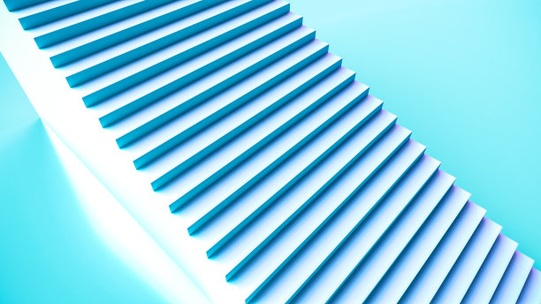 一个苍白的楼梯的3D插图。楼梯的图形。图片下载