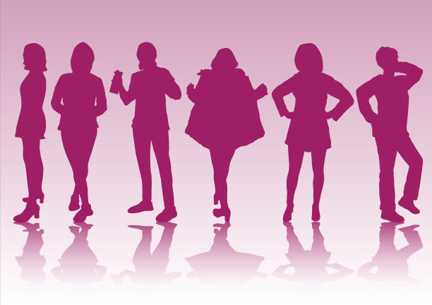 一套时尚的女性剪影图片下载