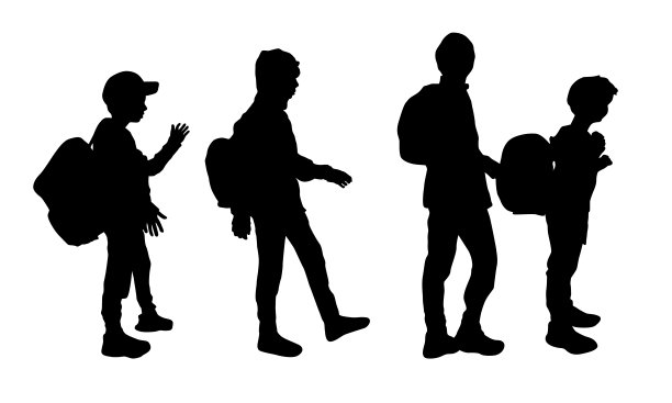 一个背着书包的男孩的剪影图片下载