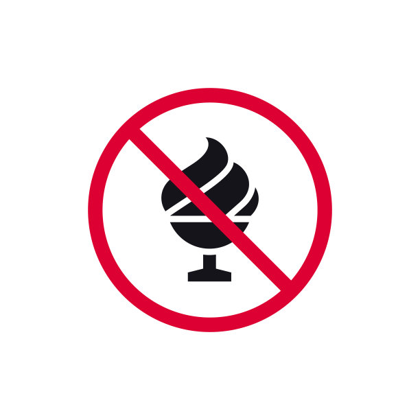 没有冰淇淋禁止标志，禁止现代圆形贴纸，矢量插图图片下载