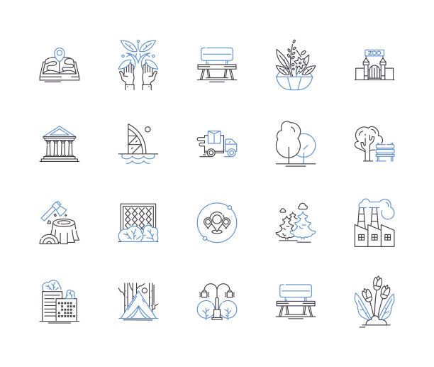 智能花园轮廓图标集合。智能，花园，自动化，智能，连接，种植，浇水矢量和插图概念集。监测，土壤，生长线性标志图片下载