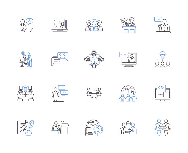 教学大纲图标收集。导师，指导，教育，指导，教练，直接，讲座矢量和插图概念集。导师，学校，教授线性符号图片下载